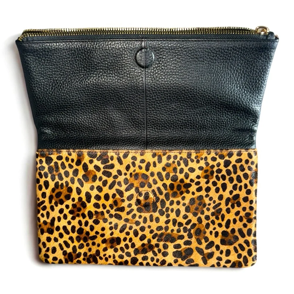 WHISTLES Leopard Print Chapel Foldover‎ Clutch Bag